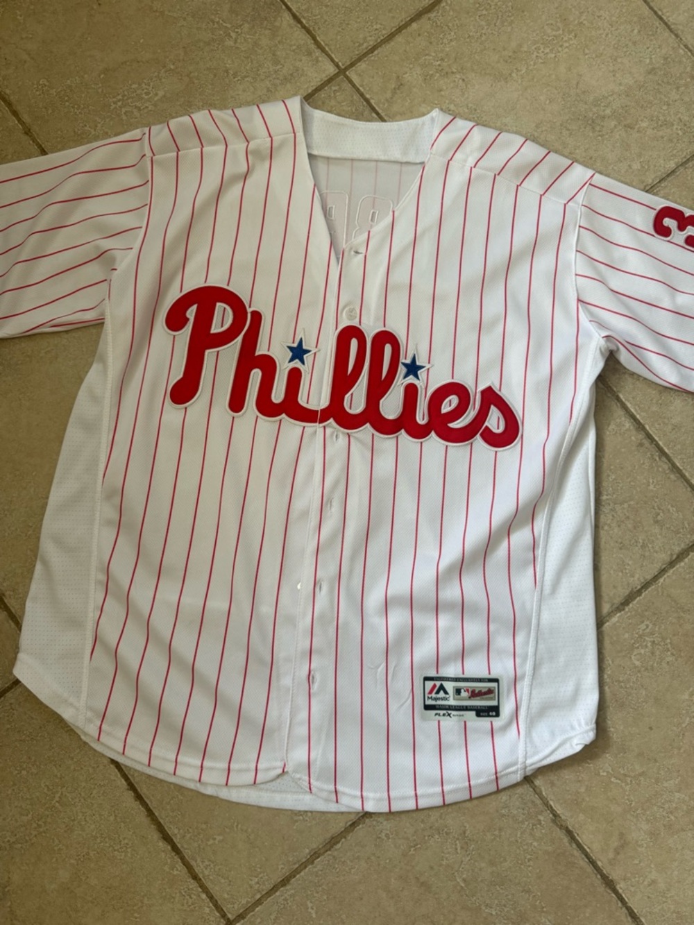 Philadelphia Phillies White & Red Pinstripe Baseball Jersey